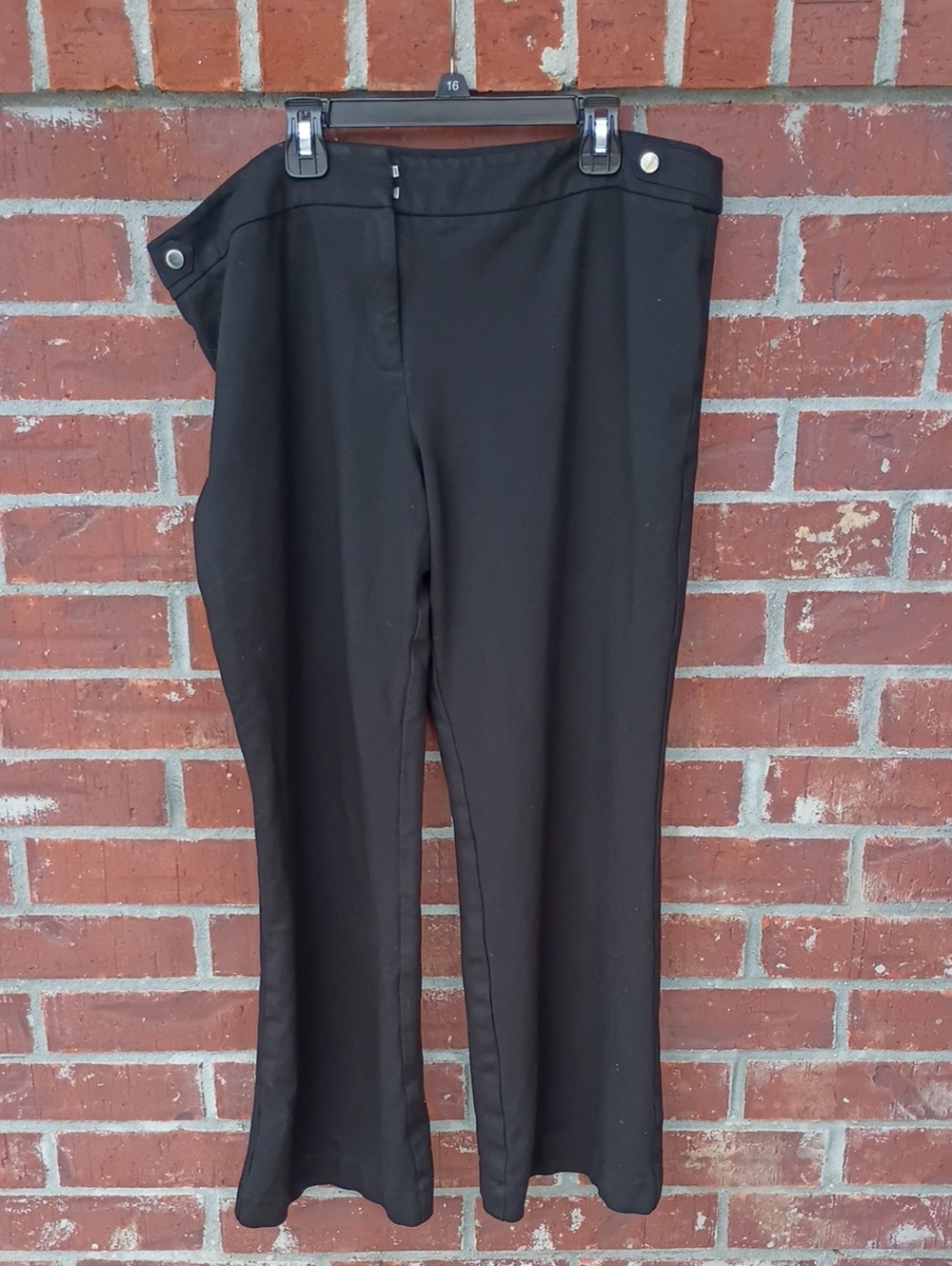 Anne Klein Black Boot Cut Pants with Button Trim